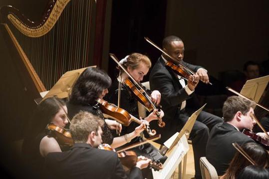 Orchastra musicians in concert